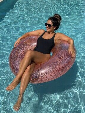 NIB Glitter Rose Gold Jumbo Pool Tube